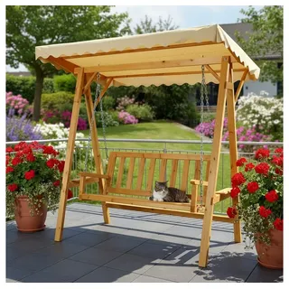 MuCoLa Holz Hollywoodschaukel beige 2-Sitzer