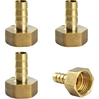 Foonary 4 Stück Messing Schlauchtülle - schlauchtülle 1/2 zoll Schlauchanschluss 10mm mit Innengewinde Hochwertiger Schlauchverbinder für Vielfaltige Anwendungen Wasser Luft Öl Gas Sanitär DIY