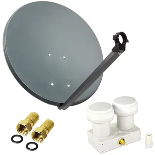 PremiumX Satelliten-Komplettanlage 80cm Satellitenschüssel Aluminium LNB Single Monoblock Astra Hotbird, 2 SAT 1 Teilnehmer