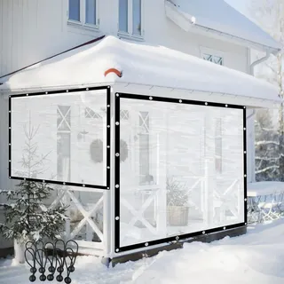 Outdoor Wetterfeste Vorhänge Transparent Pergola Pavillon Seitenwände PVC Plane Seitenteile mit Ösen, für Garten Terrasse Veranda Balkon (Color : Clear, Size : 3x2.5m(9.84x8.2ft))
