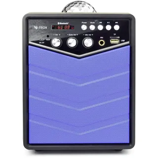 X4-TECH Rockstar – Tragbarer Lautsprecher - Mobile Soundanlage - Karaoke Anlage Party Discokugel Discolicht USB SD Echo-Funktion Akku