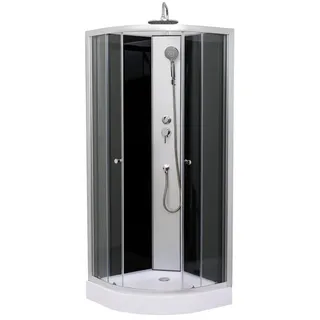 Aloni Dusche Komplettdusche Duschkabine 100 x 100 cm - Fertigdusche mit Duschwanne, Regendusche Duschkopf, Duscharmatur, Ablaufgarnitur & Brausegarnitur - Duschsystem mit Armatur - Badezimmer