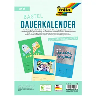 Folia Fotokalender Bastelkalender, jahresunabhängig, zum Selbstgestalten, farbig sortiert, A4,