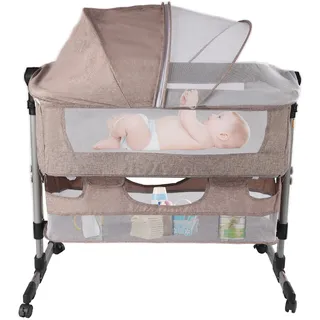 Zustellbett Baby Beistellbett Babybett Kinderbett Mit Rollen Höhenverstellung Klappbar Baby Bett Beistellbett Für Kinder Bis zu 20 Kg Körpergewicht