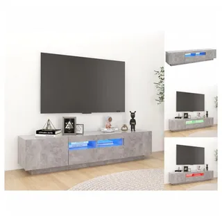 vidaXL TV-Schrank mit LED-Leuchten Betongrau 180x35x40 cm