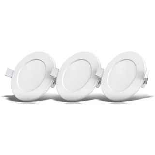 B.K.Licht Einbauleuchte 3er Set rund IP44 Kunststoff 6W 450Lm 3.000K