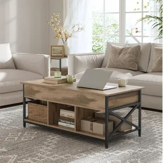 VASAGLE Hellbraun Stahl 60 x 120 x 48-62 cm