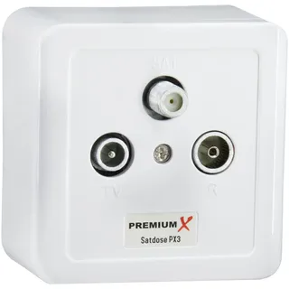 PremiumX PX3 Antennendose 3-Fach Enddose Antennen-Dose Einzel und Stichleitungsdose Aufputz Unterputz SAT-TV-Radio HD Multimediadose