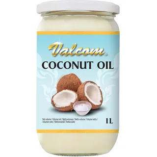 Valcom 100% Kokosnussöl, raffiniertes reines Kokosfett, perfekt zum Braten und Frittieren, 1 l