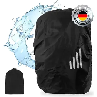 ECENCE Regenschutz Rucksack 15-35L mit Aufbewahrungsbeutel Schwarz Regenhülle