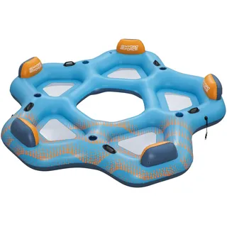 BESTWAY Badeinsel Day Drifter, 279 x 269 x 43 cm, 5 Personen, Inflata-Shield-Material, Color Shield-Beschichtung, Rückenlehnen, 5 Getränkehalter, Verbindungsschnallen, Netzfläche, Sicherheitsventile
