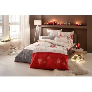 otto home Bettwäsche OTTO HOME "Venua in Gr. 135x200 oder 155x220 cm", grau (grau, beige), B/L: 155cm x 220cm, 1 Stk., 1 Stk., Biber, B/L: 80cm x 80cm, 2 Stk., Biber, Obermaterial: 100% Baumwolle, Bettwäsche, Bettwäsche, Winterbettwäsche, Weihnachtsbettwäsche