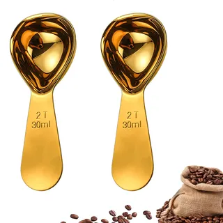 2 Stück Messlöffel Messlöffel Set, 30ml Messlöffel Gramm, Dosierlöffel, Kaffeelöffel Messlöffel Dosierlöffel für Kaffeedosierer Kaffee Zucker Und Mehr (Gold)
