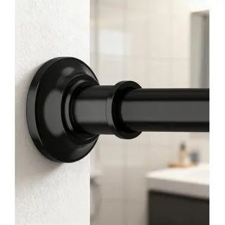 Schwarz Gardinenstange Ohne Bohren,Teleskopstange Klemmstange 76-278cm,Ø28mm Duschstange mit Halterung für Badezimmer, Balkon und Kleiderschränke