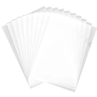 VYNZOR 10 Stück Klarsichthüllen A4 Seitlich Offen Glasklar, Aktenhüllen mit Halbmondförmiger Öffnung, Transparente Prospekthüllen für Dokumente, Briefe, Verträge und Berichte, Wiederverwendbar