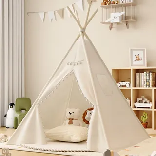 Tipi Zelt für Kinder, Tipi Zelt für Kinder Spielhaus Kinderzimmer Spielzelt, Faltbares Spielhaus für drinnen oder draußen, Spielzimmer Babyzimmer Deko (110X80X80 cm,B)