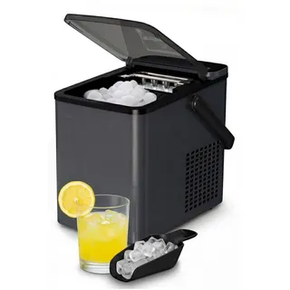 MEDION Eiswürfelmaschine, selbstreinigend, 12 kg Eis/Tag Eiswürfelbereiter, 2 Eiswürfelgrößen S & L, Integrierter Kompressor , 1,1 L Wassertan...