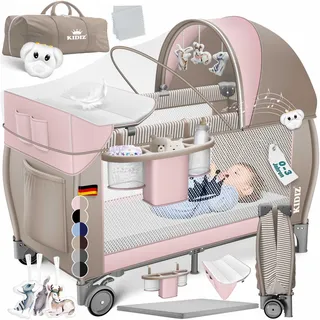Kidiz KIDIZ® Babybett Reisebett Kinderreisebett Faltbar mit Matratze Wickelauflage & Tragetasche Baby Beistellbett Kinderbett ab Geburt bis 15 kg