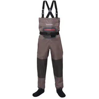 Kylebooker Fliegenfischen Wathose Atmungsaktiv Strumpffuß Brust Wathose für Männer und Frauen, Braun und Olivgrün, S