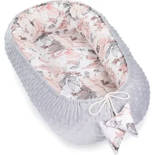 Nestchen Baby - Babynestchen Neugeborene Minky Babynest für kinderbett Vielseitiges tragbar Nest kuschelnest zubehör für babybett warm winter co... - Rosa/Weiß/Grau