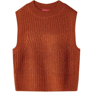 vidaXL Kinder-Pulloverweste Gestrickt Cognac 128