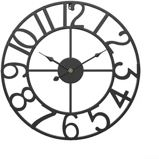 Oniissy Wanduhr für den Außenbereich, Vintage-Stil, offenes Zifferblatt, Schiefer-Effekt, wasserdicht und wetterfest, große Gartenuhr, für drinnen oder draußen, dekorativ (E)