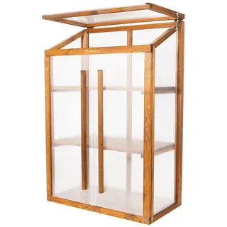 QLS Mini Gewächshaus Balkon Holz & Polycarbonat 80 x 42 x 121 cm