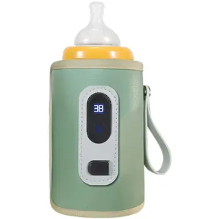 TOPINCN Baby-Milchflaschenwärmer, 5 Geschwindigkeiten, Tragbarer Flaschenwärmer, Babymilch-Wärmebehälter mit LED-Anzeige, USB-Flaschenwärmer für Autoreisen (Grün)