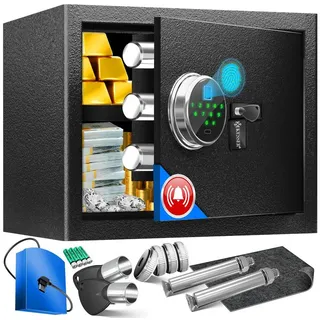 Kesser Elektronischer Tresor mit Fingerabdruck & Schlüssel / Zahlenschloss / keine Sicherheitsstufe