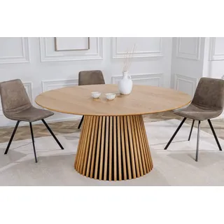 riess-ambiente Esstisch VALHALLA WOOD Ø140cm natur (Einzelartikel, 1-St), Küche · Eiche-Design · lackiert · rund · Säulenfuß · Japandi Style braun