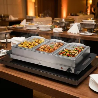 Excellent Electrics Kerbl Electrics - Elektrische 2 in 1 RVS Buffetwarmer 300W, Speisewärmer, Silber