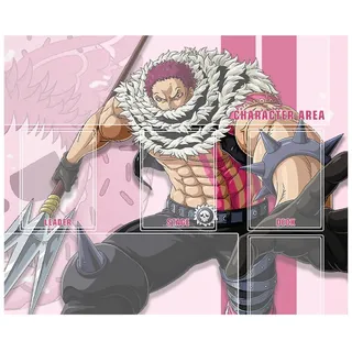 WAIFUWORLD SHOP One Piece Spielfeld Katakuri Spielmatte mit Zonen | Trading Card Game Katakuri Playmat kompatibel mit dem One Piece Trading Card Game | Kartenspielmatte im Katakuri Motiv