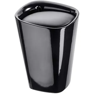 WENKO Badhocker Candy eckig Schwarz, schöne Sitzgelegenheit mit integriertem Wäschesammler, Hocker mit Stauraum für Badezimmer, Gäste-WC & Schlafzimmer, Fassungsvermögen 20 L, 35 x 50 x 35 cm