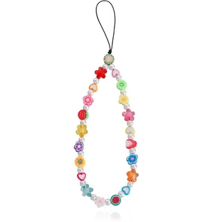 Handyanhänger, 2 Stück Handykette Universal, Handyanhänger, Handy Perlen Schlüsselband, Handschlaufe, Handykette Perlen Bunt Kurz, Handyband, Universal Perlen Schlüsselband Abnehmbares