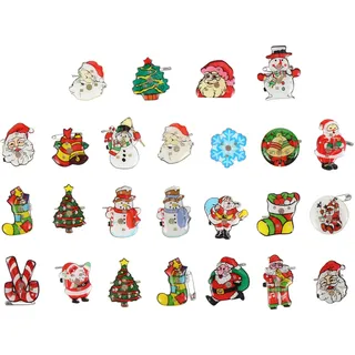 TOYANDONA Weihnachten Brosche Pins LED Licht Weihnachtsmann Schneemann Abzeichen Blinkend Brustnadel für Kinder Geschenk Party Gefälligkeiten 25 Stück (Zufällige Stil)