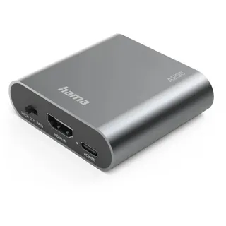 Hama AE90, HDMITM zu Audio, Toslink, 3,5-mm-Klinke, Silber