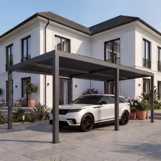 Mendler Carport HWC-L46 3,00 x 6,00 m anthrazit inkl. Regenrinne