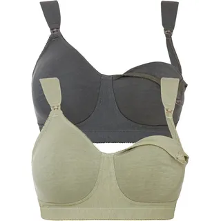 bonprix Still-BH (Packung, 2-tlg., 2) für den Alltag, mit Klickverschluss am Cup, nahtlos vorgeformte Cups grau|grün 100
