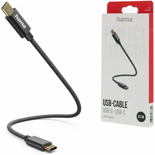 Hama Ladekabel USB-C - USB-C® 0,2 m Nylon Schwarz