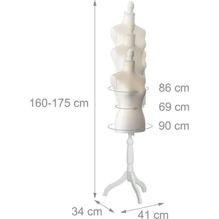 Relaxdays Schneiderpuppe Nähzubehör, Weiss