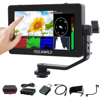 UPDATE FEELWORLD F6 PLUS V2 6 Zoll Kamera-Feldmonitor,HDR Touch Screen mit 3D LUT,Scharfe Bildschirmanzeige,2800mAh Batterie & Case HD 1920x1080 IPS 4K HDMI Loop in/Out DSLR Video Peaking Focus Assist