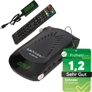 [ Test SEHR GUT, Note 1.2 *] Zehnder HX 2600 Mini Digital Sat Receiver mit Aufnahmefunktion, HD fähig, für Satellitenschüssel Satelliten Satellit TV Fernseher, mit HDMI & lernbare Fernbedienung