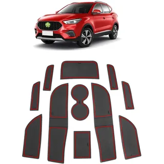 Ruiya Kompatibel mit MG ZS EV Facelift 2021 2022 2023 2024 Gummimatten Türschlitzmatte, MG ZS Antirutschmatten Mittelkonsolen Rutschmatten TürnahtMatte Getränkehalter Matte MG ZS Zubehör