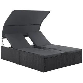 Juskys Syros Polyrattan Doppelliege Schwarz