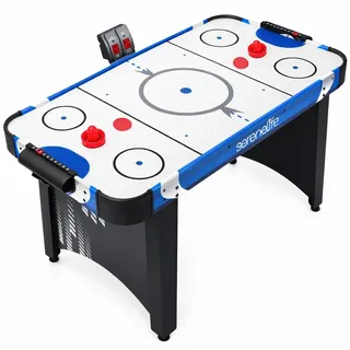 SereneLife Airhockey Tisch mit Luft – Air Hockey Spieltisch ideal als Gamer Tisch – Tischhockey für lustige Tischspiele mit Airhockey Pucks & Schieber – Robuste Air Hockey Tische Kinder & Erwachsene