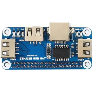 Waveshare Ethernet/USB HUB Module, Compatible with Raspberry Pi, with One RJ45 Ethernet Port and 3 USB Ports