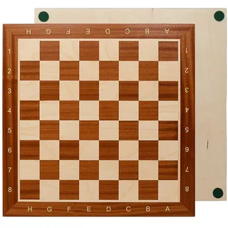 Professionelles Schachbrett | Master of Chess | XXL Inarsia Brett 44 cm | Klassisches Sykomore - Mahagoni Turnier Schachbrett Holz Hochwertig NO.6