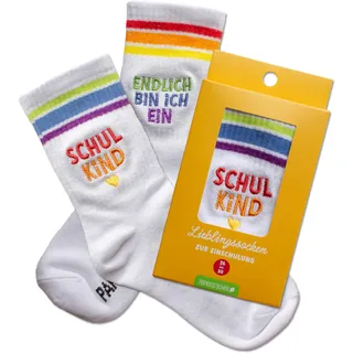 Papierdrachen Schulkind Socken - Bunt - Endlich bin ich ein Schulkind - Geschenk zur Einschulung - Kindersocken Größe 26-30 - für Jungen und Mädchen - Schulanfang - Set 03 - 26-30