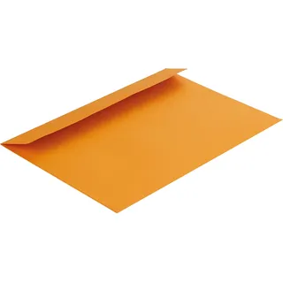 100 Stück, Farbige Briefumschläge, DIN C5, Haftklebung mit Abziehstreifen, Gerade Klappe, 130 g/qm Colorista, Ohne Fenster, Orange, Blanke Briefhüllen