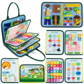 BONNYCO Montessori Busy Board aus Filz, Pädagogisches Montessori Spielzeug. Activity Board Baby Motorikspielzeug, Kinder Geschenke für Jungs Mädchen. Kinder Spielzeug, Geburtstag Weihnachten